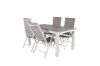 Imagine Masa de dining Albany 160/240*100 - Aluminiu alb / Lemn Aintwood gri + 5 scaune de dining Break - Aluminiu alb / Textilene gri