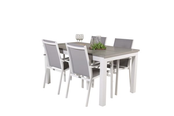 Imagine Albany Dining Table 160/240*100 - White Alu / Grey Aintwood+Parma Arm Chair (sta