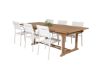 Imagine Masa de dining Kenya 195/295*110*H75 - Teak+Scaun cu Brate Santorini (Se poate stivui) - Alb