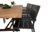 Imagine Masa de dining Kenya 195/295*110*H75 - Teak + Scaun Levels (stivuibil) - Aluminiu negru /