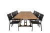 Imagine Masa de dining Kenya 195/295*110*H75 - Teak + Scaun Levels (stivuibil) - Aluminiu negru /