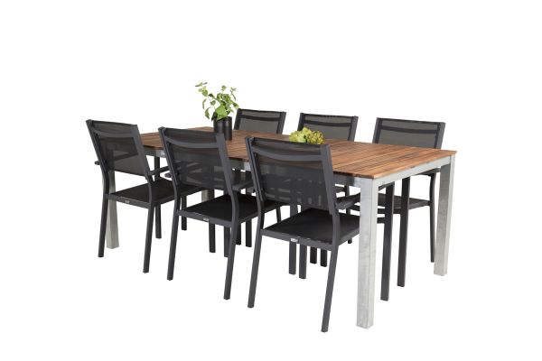 Imagine Masa de dining Zenia 200*100 - Acacia / Zink+ Scaun cu brate Copacabana (pliabil) - Bl