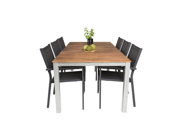 Imagine Masa de dining Zenia 200*100 - Acacia / Zink+ Scaun cu brate Copacabana (pliabil) - Bl