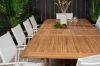 Imagine Masa de dining Kenya 195/295*110*H75 - Teak+Scaun cu brate Santorini (Pliabil) - Alb