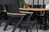 Imagine Masa de dining Panama 160/240*90 - Alu negru / Teak + Scaun de braț Mexico (empilabil) -