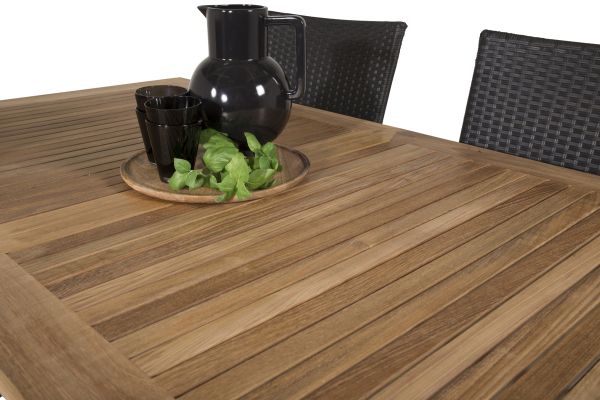 Imagine Masa de dining extensibila Panama 160/240 - Negru/Teak - Scaun Anna - Negru 4