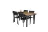 Imagine Masa de dining Panama 160/240*90 - Aluminiu negru / Teak + Scaun cu brate Santorini (Empilabil