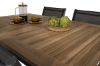 Imagine Masa de dining Panama 160/240*90 - Aluminiu negru / Teak + Scaun cu brate Santorini (Empilabil