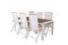 Imagine Masa de dining Bois 200*100cm - Aluminiu Alb / Acacia + Scaun Panama 5:poz - Alb