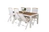 Imagine Masa de dining Bois 200*100cm - Aluminiu Alb / Acacia + Scaun Panama 5:poz - Alb