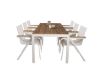 Imagine Masă de dining Bois 200*100cm - Aluminiu alb / Acacia + Scaun de braț Mexico (empilabil) - Alb / Teak _6