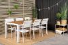 Imagine Masa de dining Bois 200*100cm - Aluminiu Alb / Acacia + Scaun cu brate Santorini (Suprapunere) - Aluminiu Alb / Textilen Alb_6