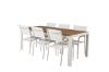 Imagine Masa de dining Bois 200*100cm - Aluminiu Alb / Acacia + Scaun cu brate Santorini (Suprapunere) - Aluminiu Alb / Textilen Alb_6