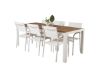 Imagine Masa de dining Bois 200*100cm - Aluminiu Alb / Acacia + Scaun cu brate Santorini (Suprapunere) - Aluminiu Alb / Textilen Alb_6