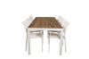 Imagine Masa de dining Bois 200*100cm - Aluminiu Alb / Acacia + Scaun cu brate Santorini (Suprapunere) - Aluminiu Alb / Textilen Alb_6