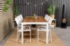 Imagine Masa de dining Bois 200*100cm - Aluminiu Alb / Acacia + Scaun cu brate Santorini (Suprapunere) - Aluminiu Alb / Textilen Alb_6