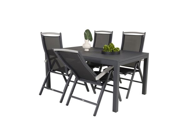 Imagine Masa de dining Marbella 160/240*100*H75 - Negru+ Scaun Albany 5:pos - Aluminiu Negru / B