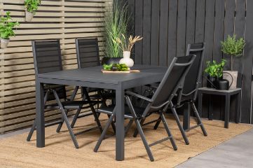 Imagine Vă rugăm să traduceți complet Marbella Dining Table 160/240*100*H75 - Negru + Scaun Break 5:poziție - Negru alu / Textilene negru_4