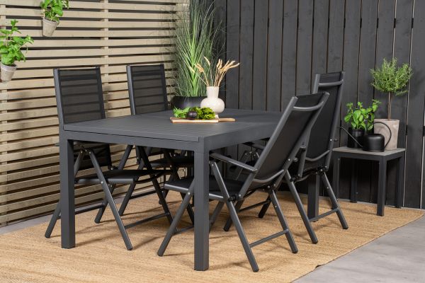 Imagine Vă rugăm să traduceți complet Marbella Dining Table 160/240*100*H75 - Negru + Scaun Break 5:poziție - Negru alu / Textilene negru_4