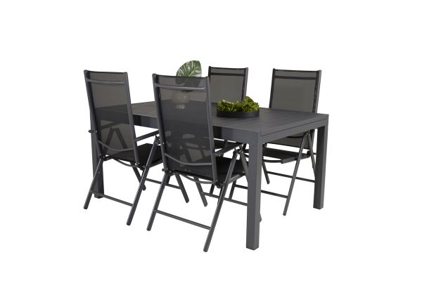 Imagine Vă rugăm să traduceți complet Marbella Dining Table 160/240*100*H75 - Negru + Scaun Break 5:poziție - Negru alu / Textilene negru_4