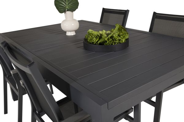 Imagine Masa de dining Marbella 160/240*100*H75 - Negru+Scaun dining Parma (empilabil) - Negru