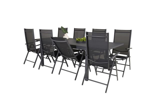 Imagine Masa de dining Marbella 160/240*100*H75 - Negru+Break 5: Scaun poziție - Aluminiu negru / Textilene negru_8