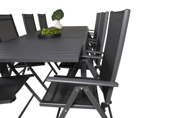 Imagine Masa de dining Marbella 160/240*100*H75 - Negru+Break 5: Scaun poziție - Aluminiu negru / Textilene negru_8