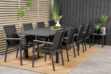 Imagine Vă rugăm să traduceți complet Tabel de dining Marbella 160/240*100*H75 - Negru + Scaun de braț Parma (repetabil) - Negru