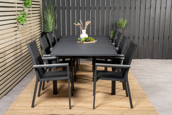 Imagine Vă rugăm să traduceți complet Tabel de dining Marbella 160/240*100*H75 - Negru + Scaun de braț Parma (repetabil) - Negru