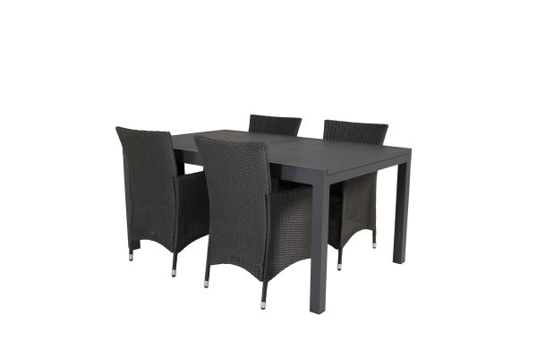 Imagine Va rog să traduceți complet Tabelul de dining Marbella 160/240*100*H75 - negru + scaun reclinabil Copacabana (pliabil) - Aluminiu negru / Textilenă neagră_8