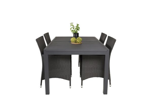 Imagine Va rog să traduceți complet Tabelul de dining Marbella 160/240*100*H75 - negru + scaun reclinabil Copacabana (pliabil) - Aluminiu negru / Textilenă neagră_8