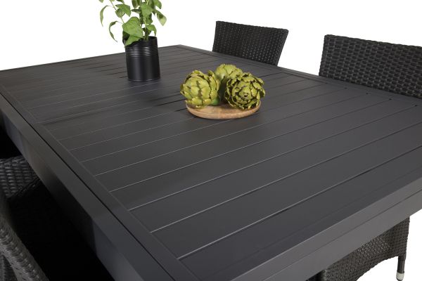 Imagine Va rog să traduceți complet Tabelul de dining Marbella 160/240*100*H75 - negru + scaun reclinabil Copacabana (pliabil) - Aluminiu negru / Textilenă neagră_8