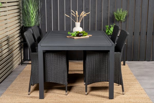 Imagine Va rog să traduceți complet Tabelul de dining Marbella 160/240*100*H75 - negru + scaun reclinabil Copacabana (pliabil) - Aluminiu negru / Textilenă neagră_8