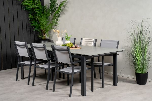 Imagine - "Masa de Dining Levels 224/324*100 - Black Aintwood + Scaun Armchair Copacabana (pliabil)