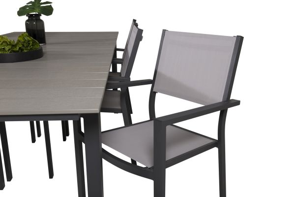 Imagine - "Masa de Dining Levels 224/324*100 - Black Aintwood + Scaun Armchair Copacabana (pliabil)