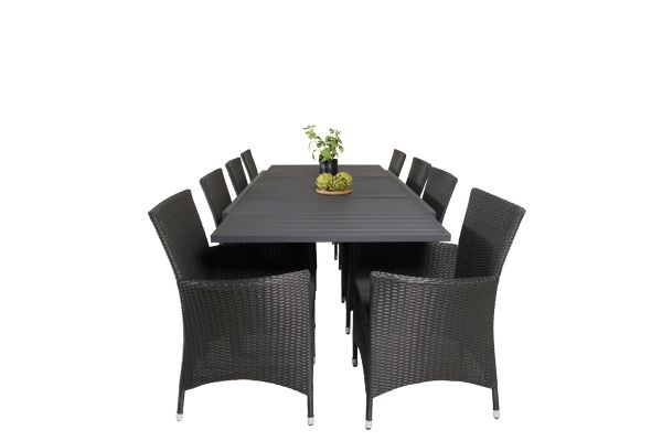 Imagine Masa de dining Marbella 160/240*100*H75 - Negru+Scaun cu Brat - Negru_8