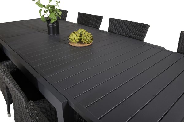 Imagine Masa de dining Marbella 160/240*100*H75 - Negru+Scaun cu Brat - Negru_8