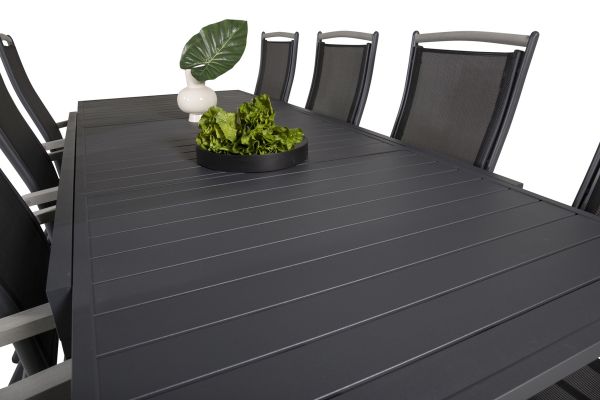 Imagine Masa de dining Marbella 160/240*100*H75 - Negru+Scaun Albany 5:pos - Aluminiu Negru / Textilene Negru / Aintwood_8