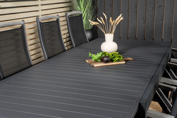 Imagine Masa de dining Marbella 160/240*100*H75 - Negru+Scaun Albany 5:pos - Aluminiu Negru / Textilene Negru / Aintwood_8