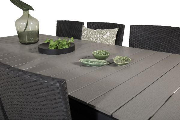 Imagine Nivelul mesei de dining 224/324*100 - Black Aintwood + Scaun cu brațe Malin cu pernă -