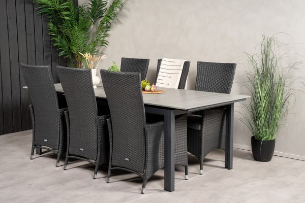 Imagine Masa de dining extensibilă Levels 224/324*100 - Black Aintwood + Scaun de dining cu brațe reclinabil Padova