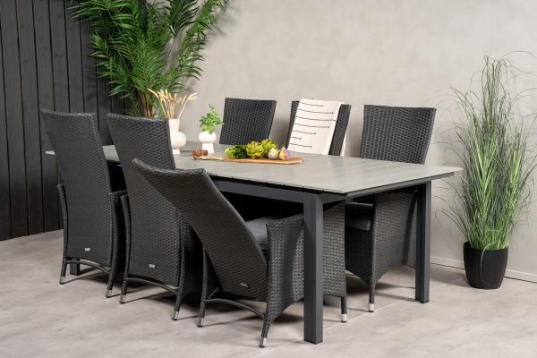 Imagine Masa de dining extensibilă Levels 224/324*100 - Black Aintwood + Scaun de dining cu brațe reclinabil Padova