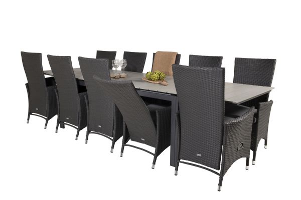 Imagine "Masă de dining Levels 224/324*100 - Black Aintwood + Căldare pentru scaun cu brațe Padova - Negru / Cușeta gri_10