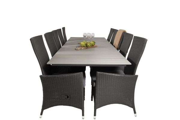 Imagine "Masă de dining Levels 224/324*100 - Black Aintwood + Căldare pentru scaun cu brațe Padova - Negru / Cușeta gri_10