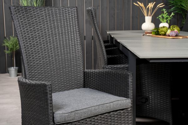 Imagine "Masă de dining Levels 224/324*100 - Black Aintwood + Căldare pentru scaun cu brațe Padova - Negru / Cușeta gri_10