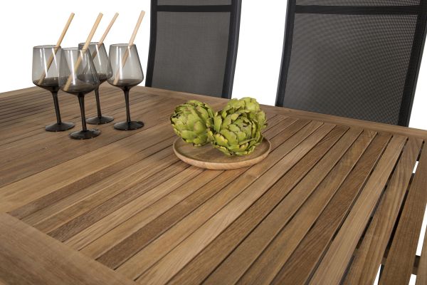 Imagine Masa Panama 160/240 - Negru/Teak - Scaun recliner Copacabana - Negru/Negru 4