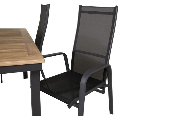 Imagine Masa Panama 160/240 - Negru/Teak - Scaun recliner Copacabana - Negru/Negru 4