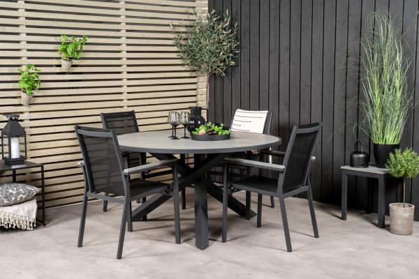 Imagine Parma - Table ø 140 - Black Alu /Grey Aintwood+Parma Arm Chair (stackable) - Bla