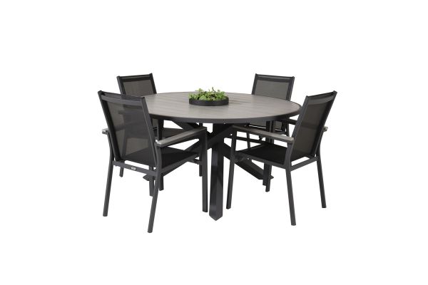 Imagine Parma - Table ø 140 - Black Alu /Grey Aintwood+Parma Arm Chair (stackable) - Bla