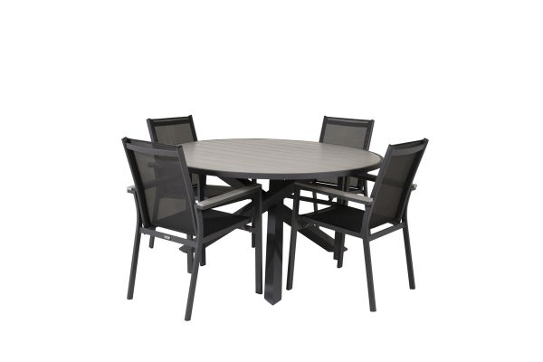 Imagine Parma - Table ø 140 - Black Alu /Grey Aintwood+Parma Arm Chair (stackable) - Bla